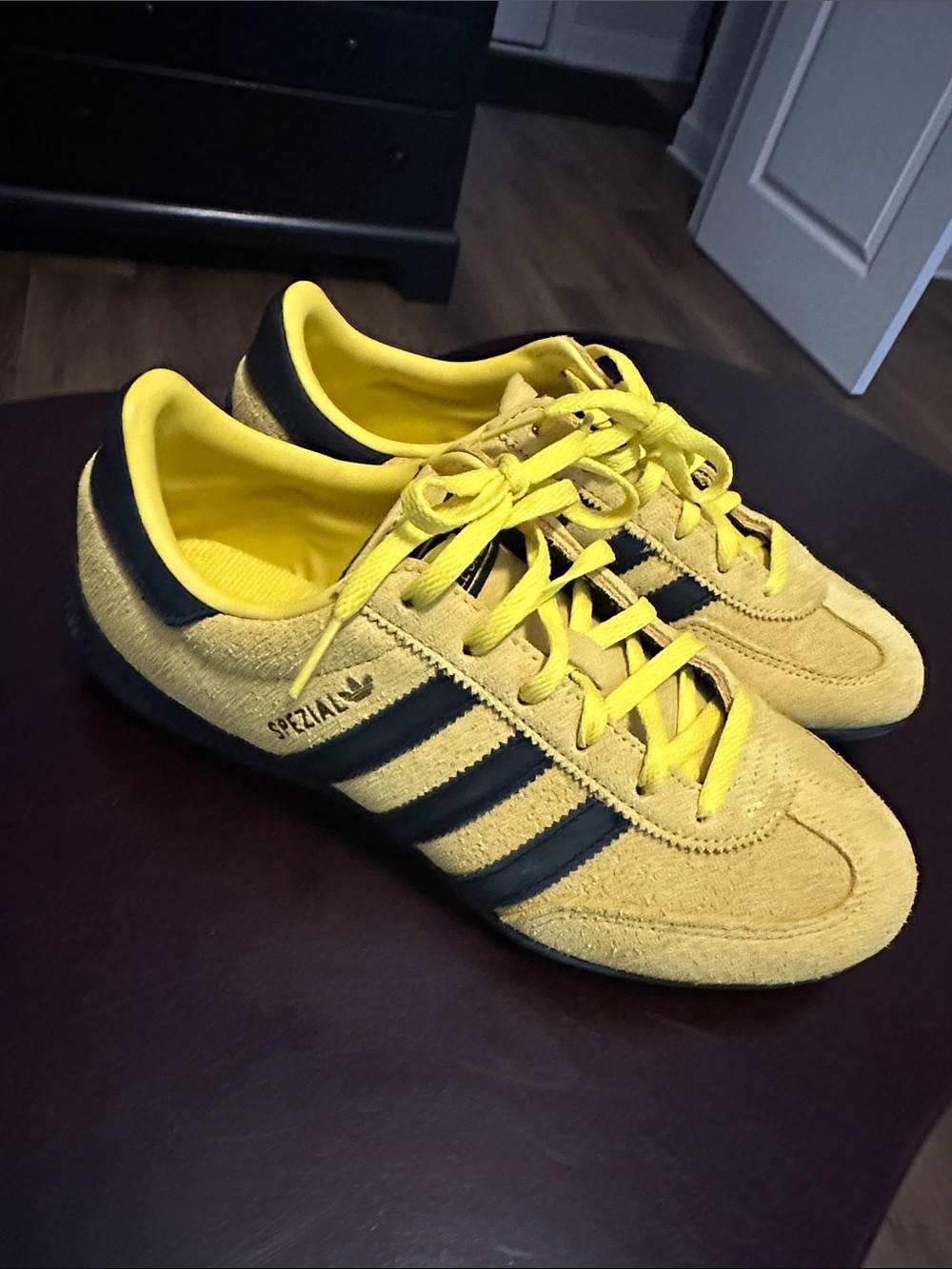adidas Handball Spezial Lo Pro Yellow and Black Women's Sneakers - Picture 2 of 9